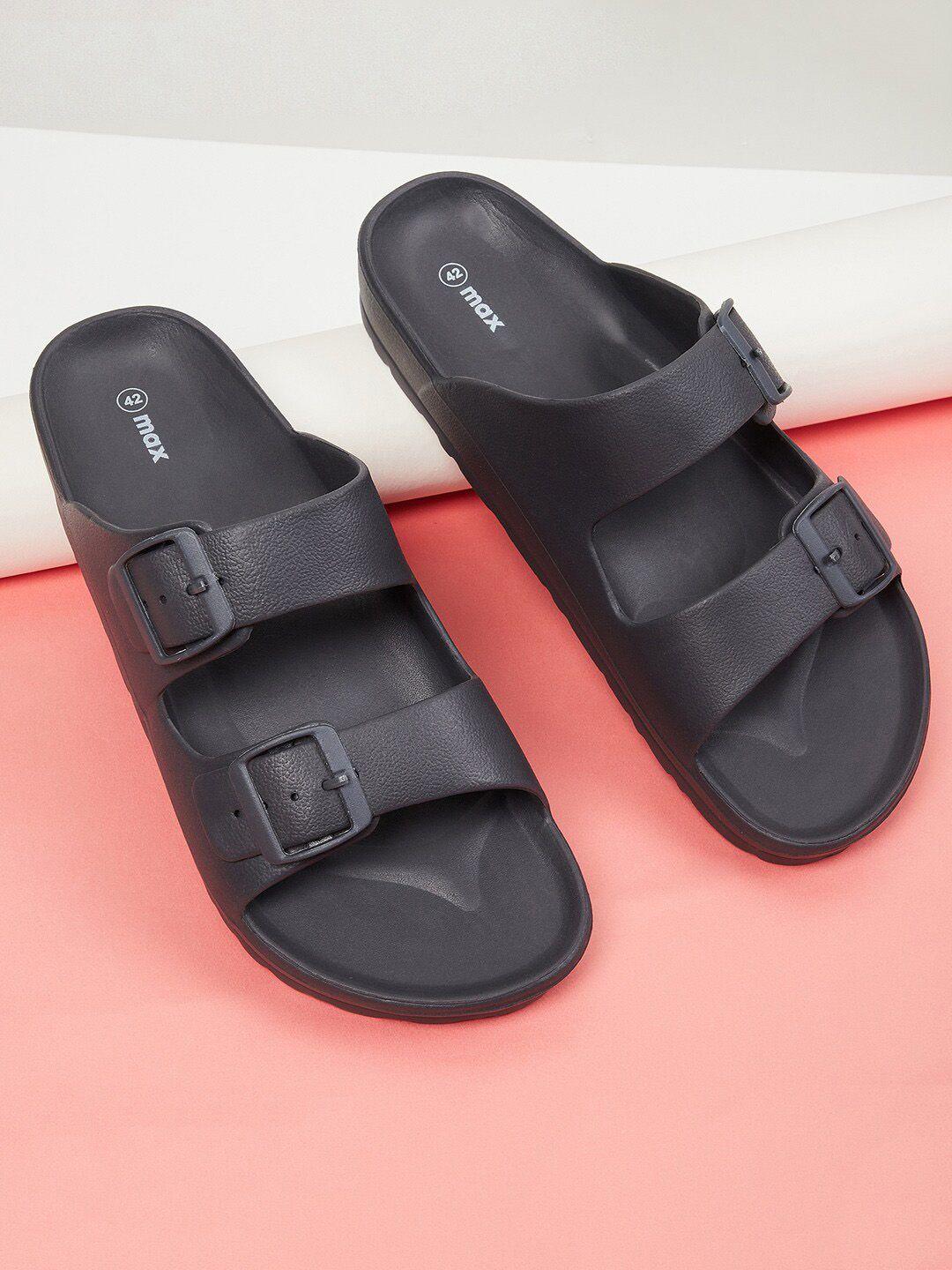 max men solid double strap sliders