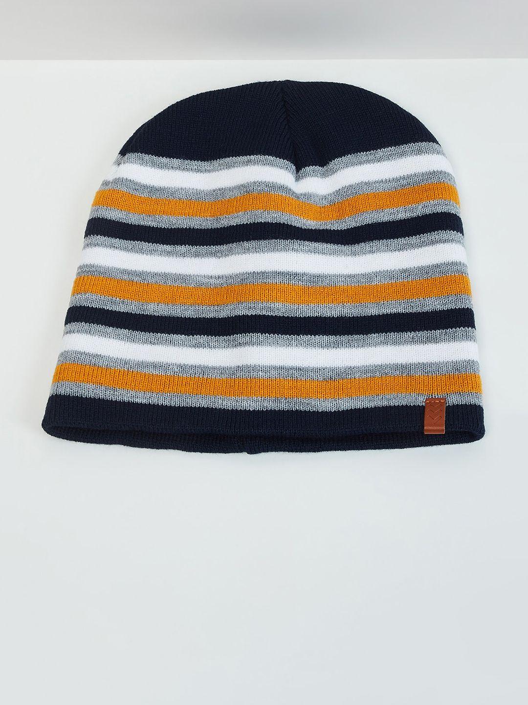 max men striped knit beanie cap