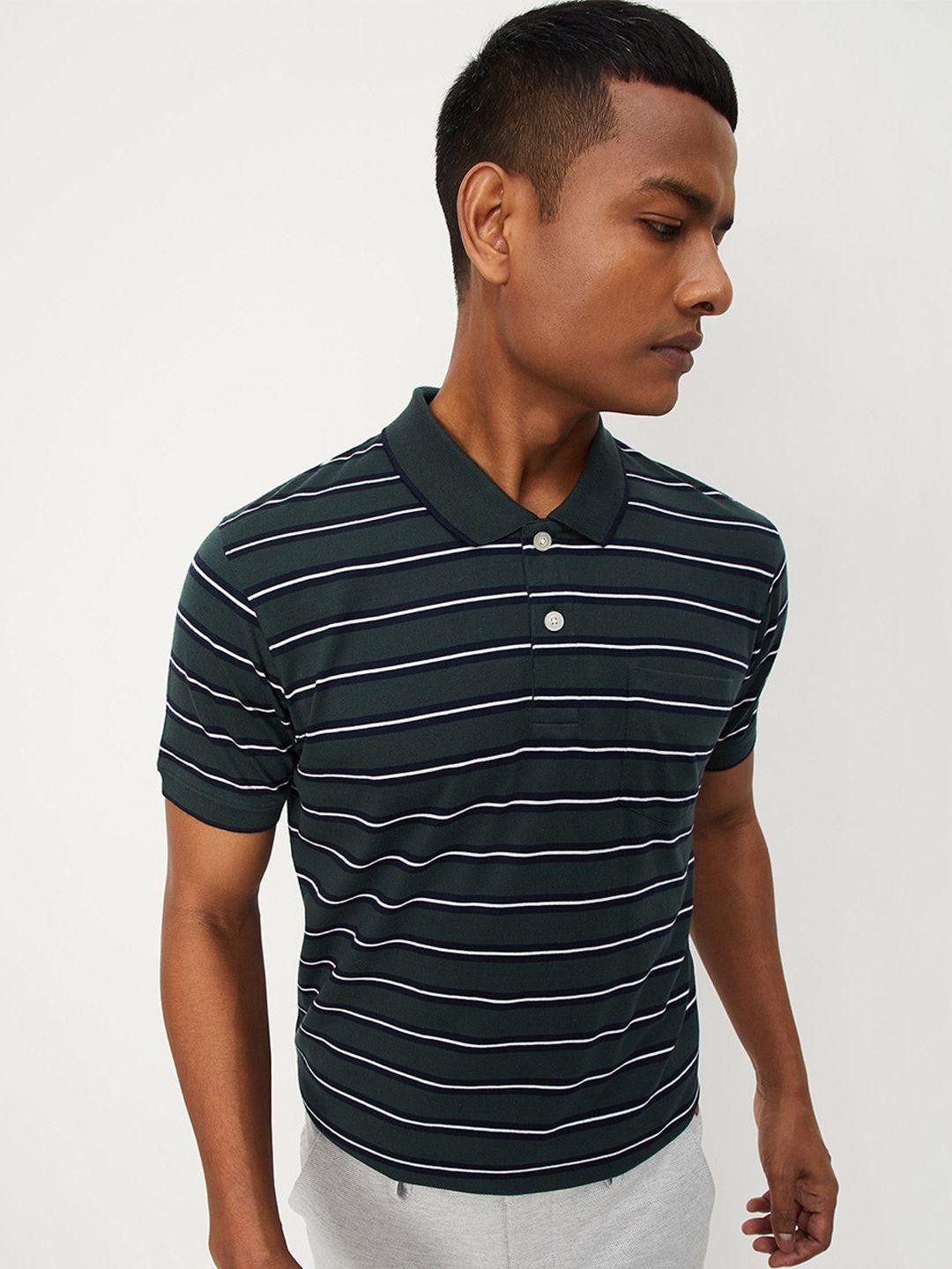 max men striped polo collar t-shirt