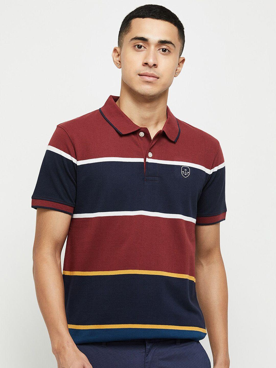 max men striped polo collar t-shirt