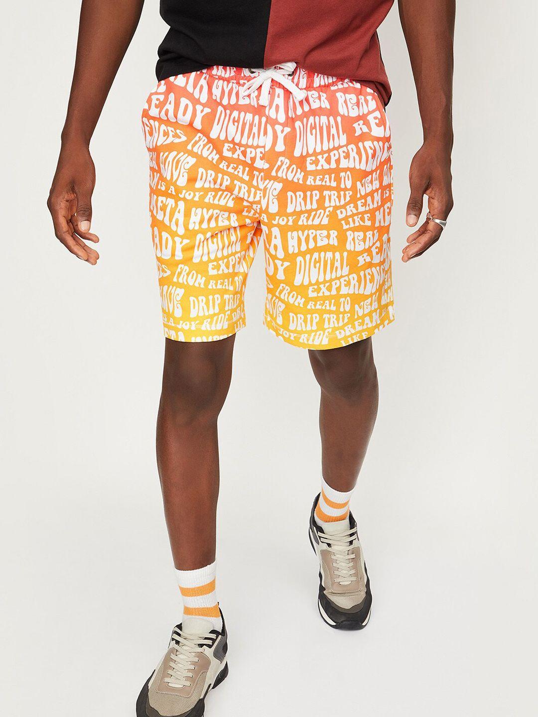 max men typography printed pure cotton shorts