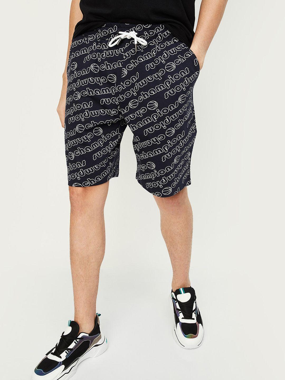 max men typography printed pure cotton shorts