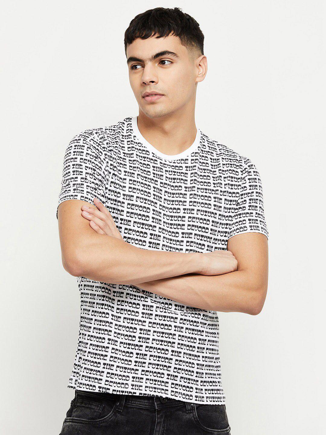 max men white printed t-shirt