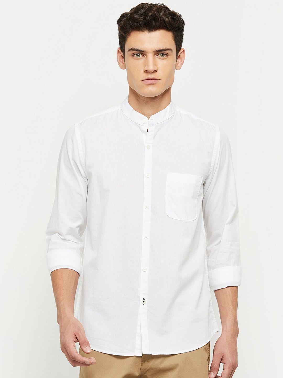 max men white regular fit casual shirt