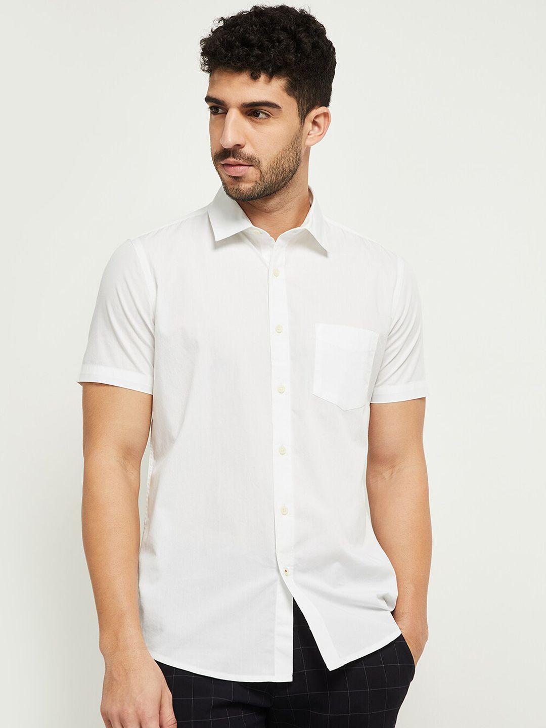 max men white slim fit opaque casual shirt