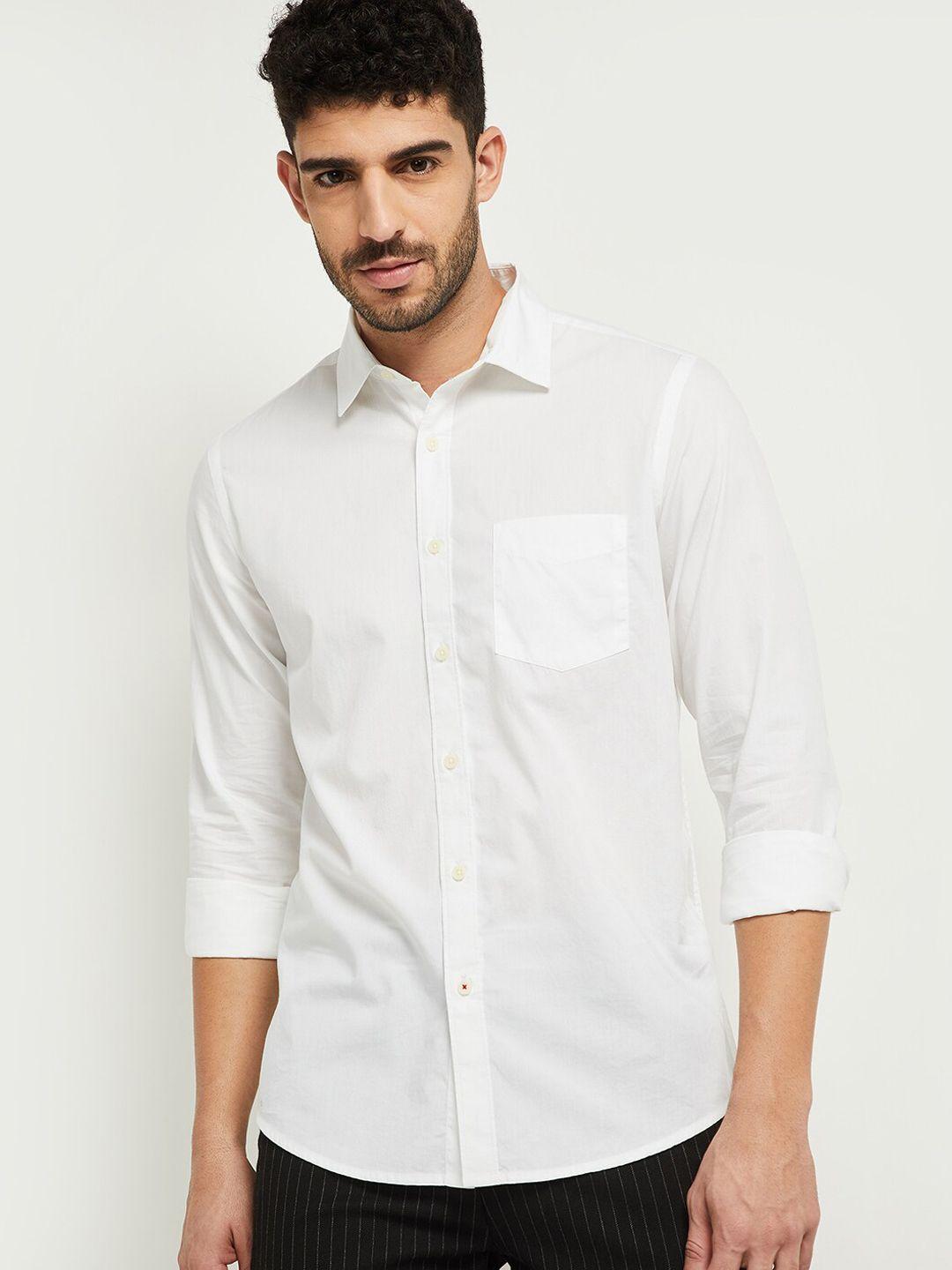 max men white slim fit opaque casual shirt