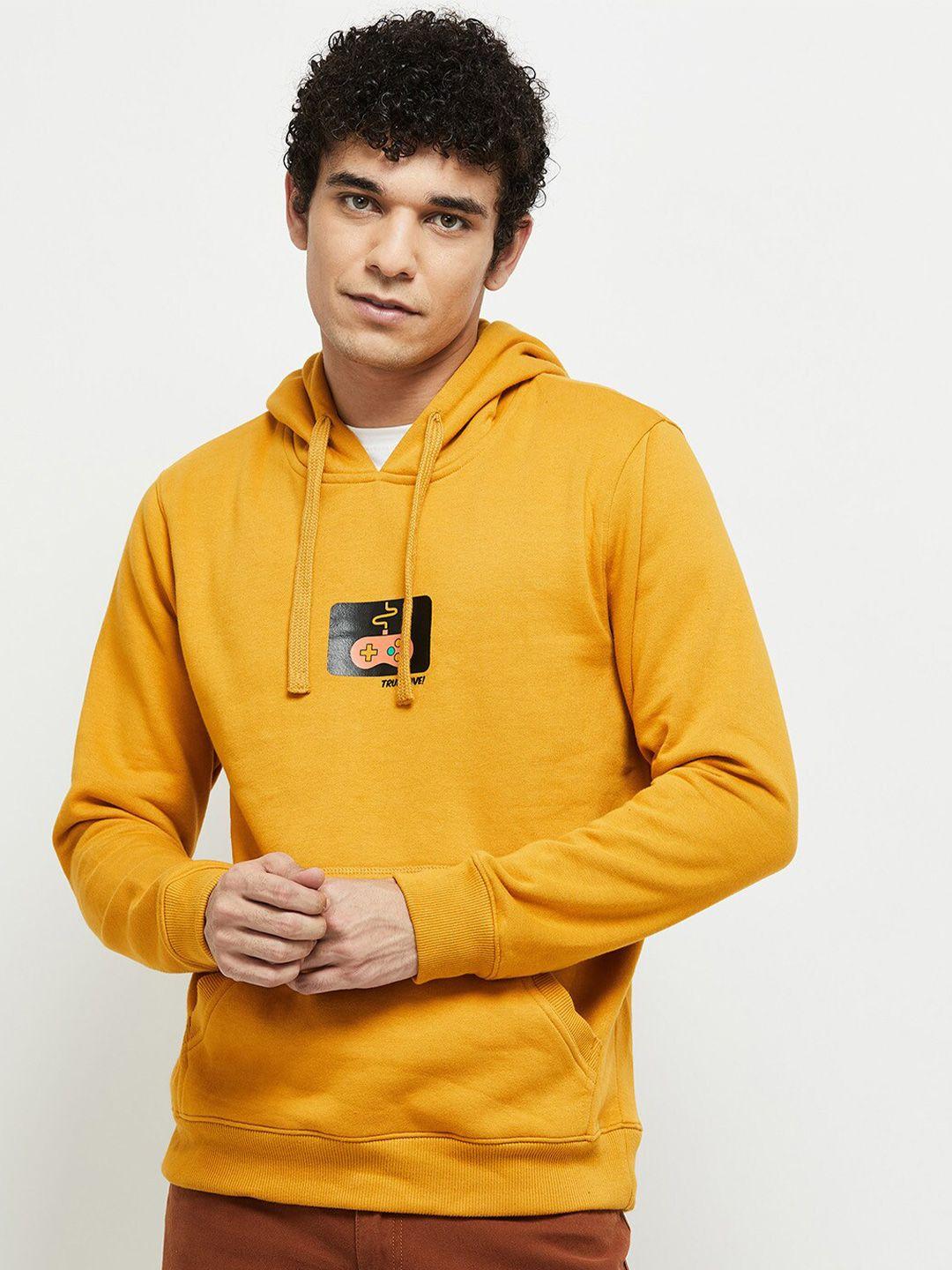 max men yellow hooded sweatshirt