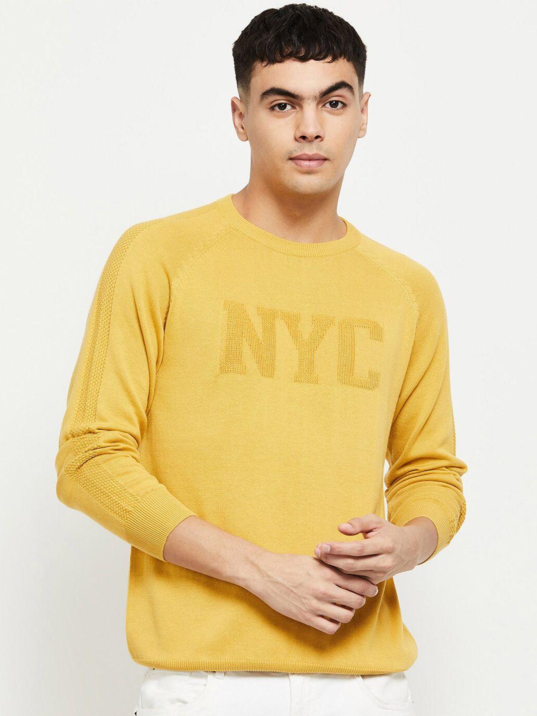 max men yellow printed sweatshirt