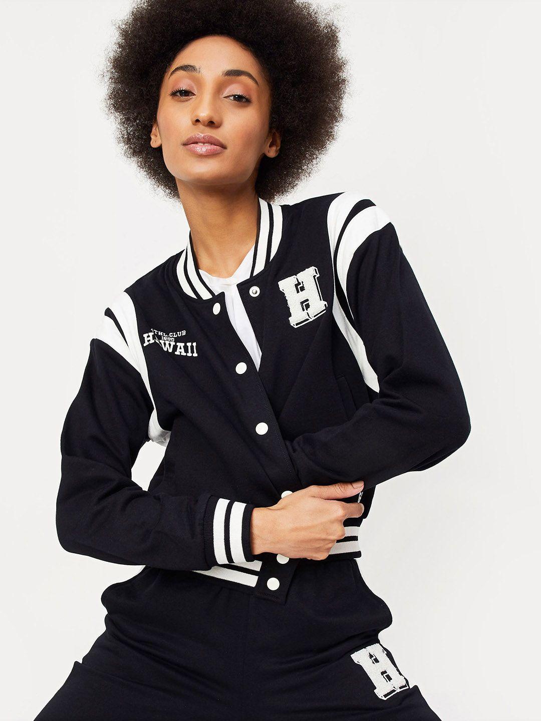 max mock collar varsity jacket