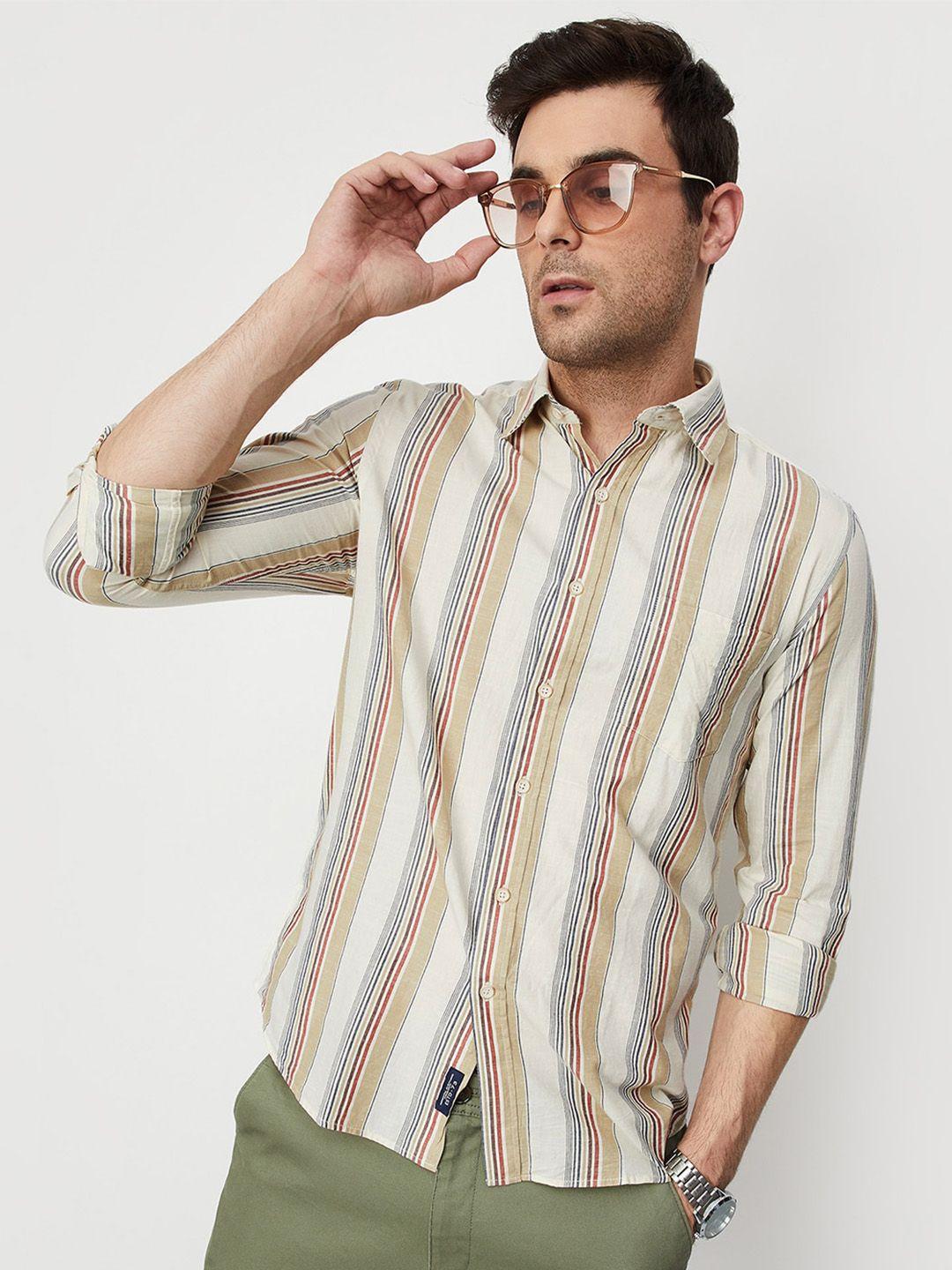 max opaque striped cotton casual shirt