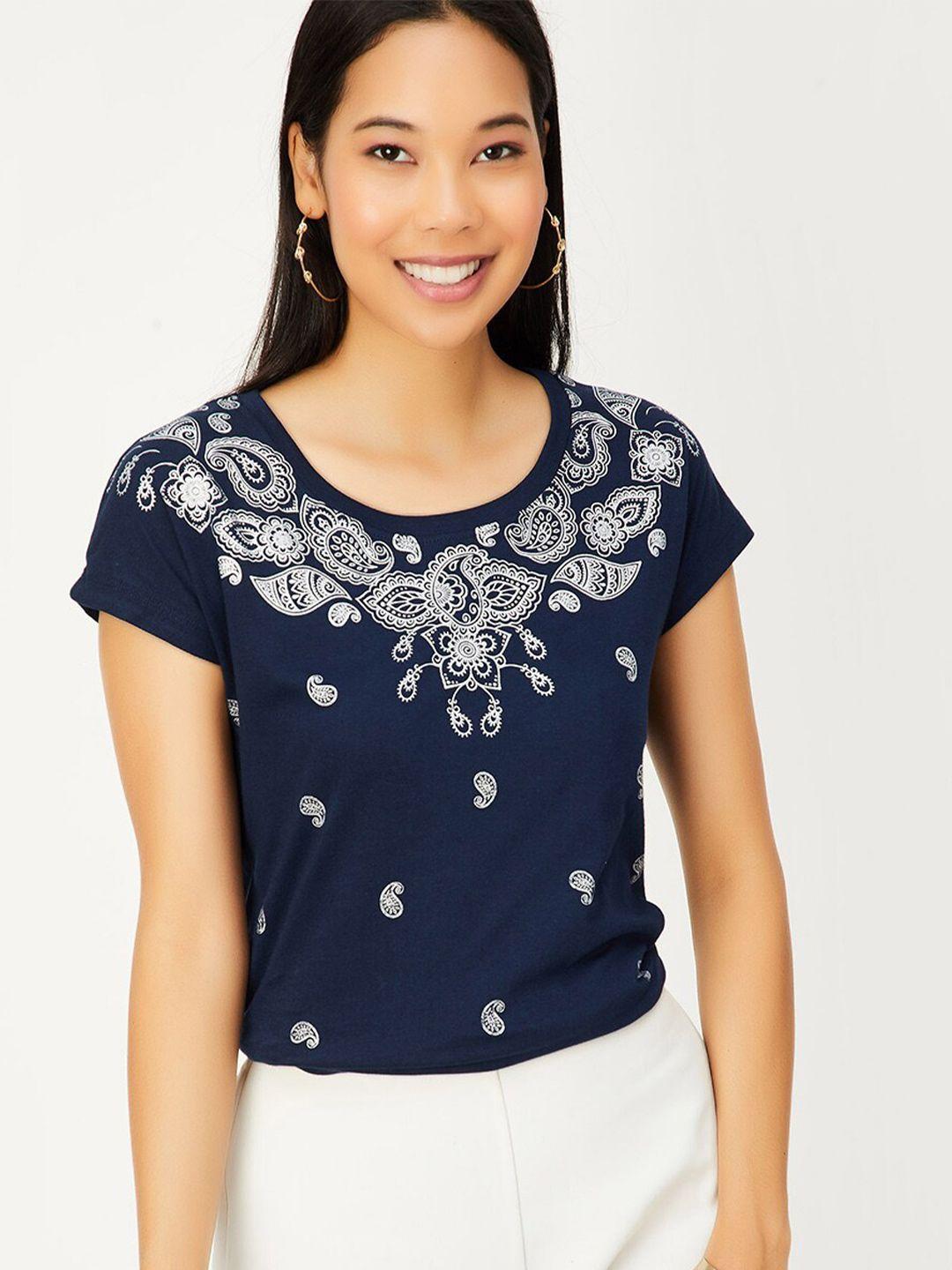 max paisley printed extended sleeves cotton t-shirt