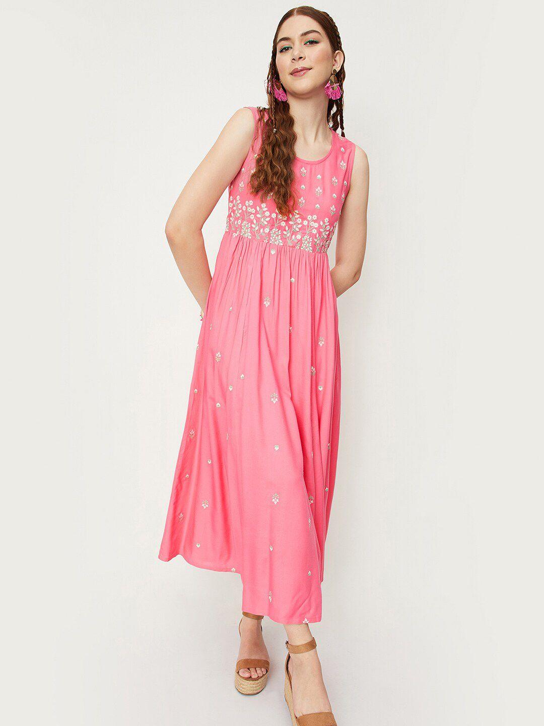 max pink embellished maxi dress