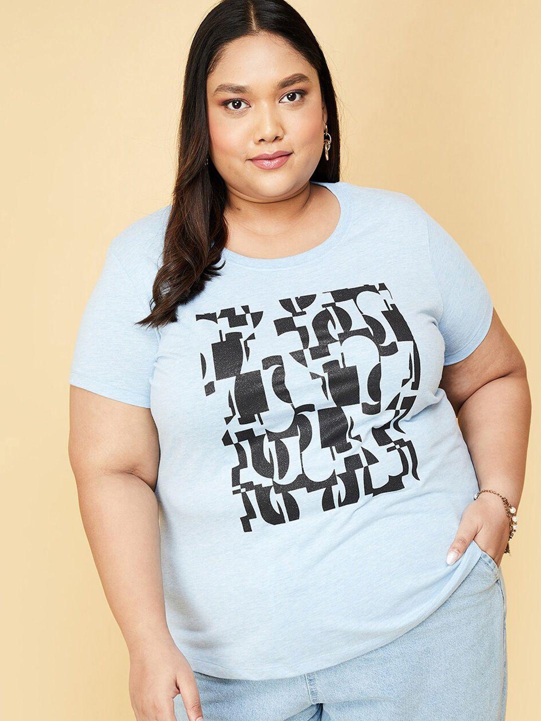 max plus size abstract printed pure cotton t-shirt