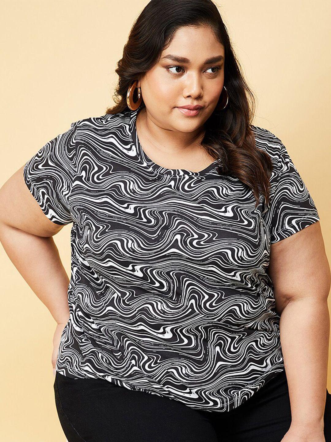 max plus size abstract printed pure cotton t-shirt