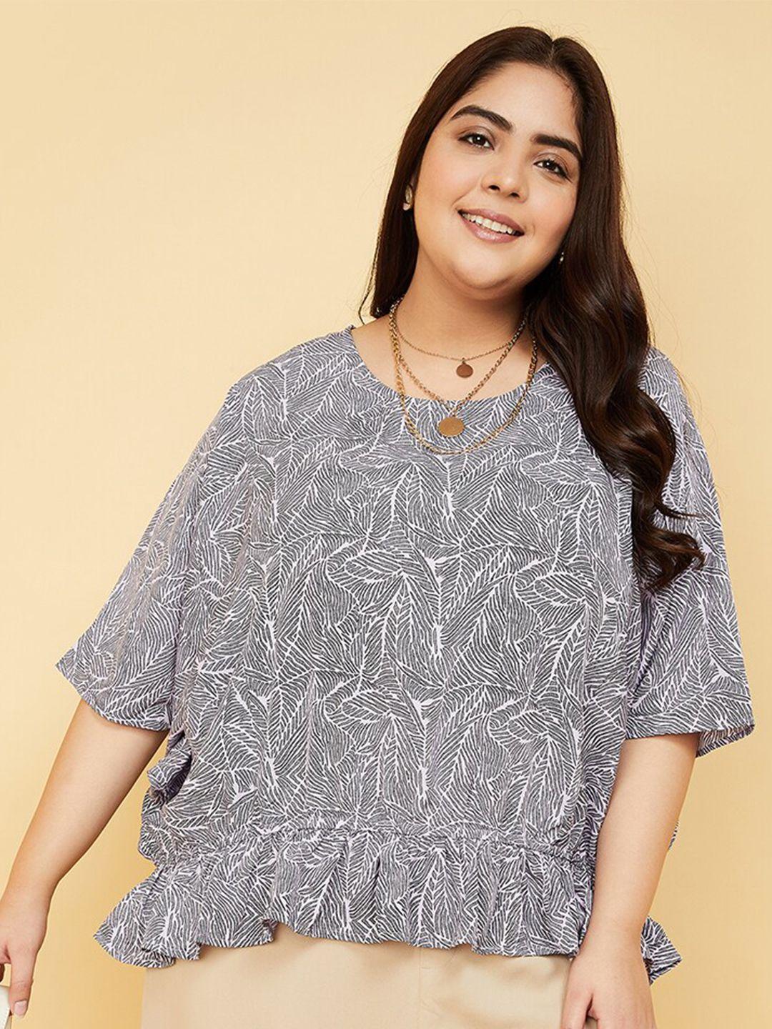 max plus size abstract printed round neck batwing sleeve kaftan top