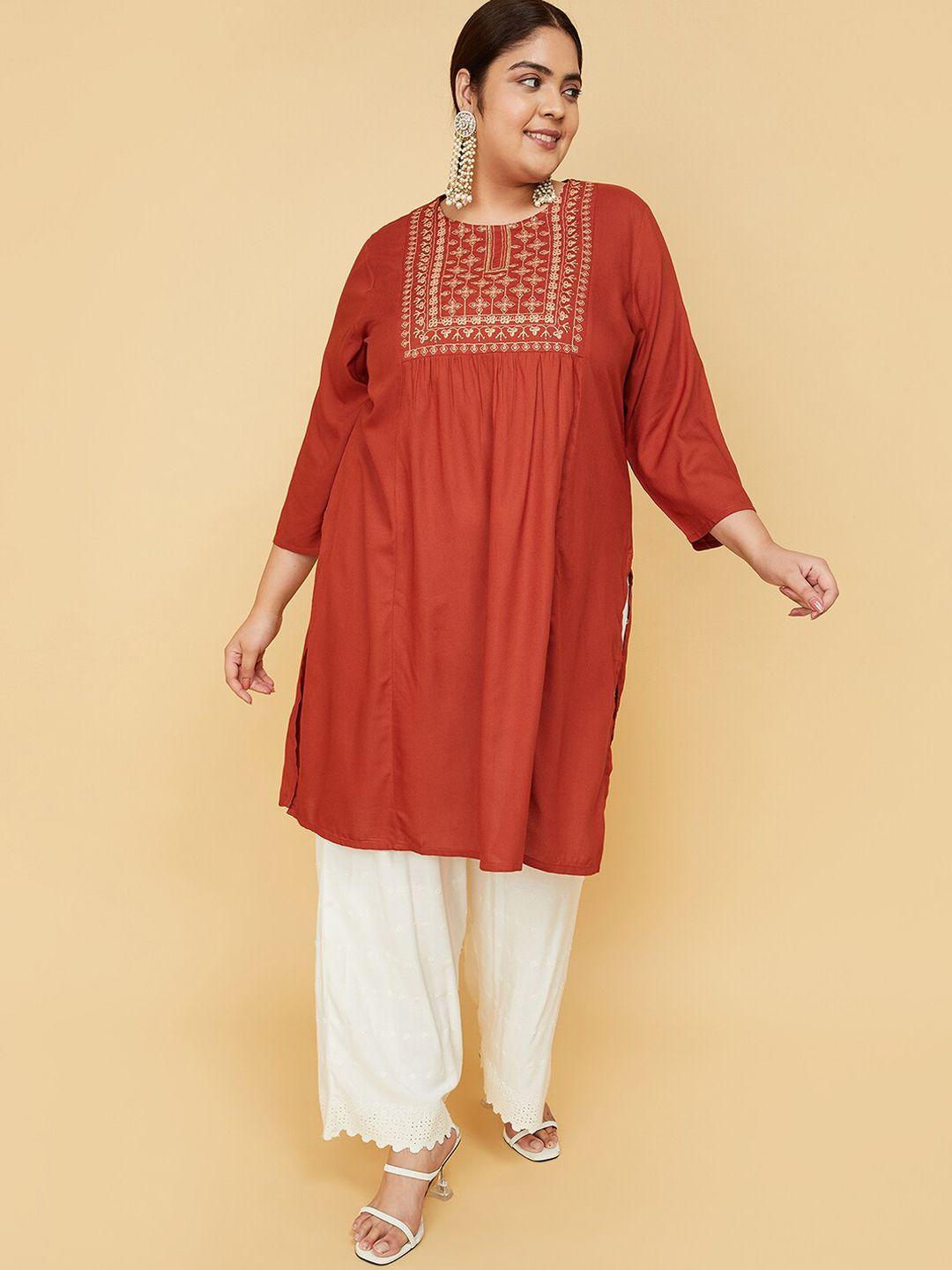 max plus size ethnic motifs embroidered kurta