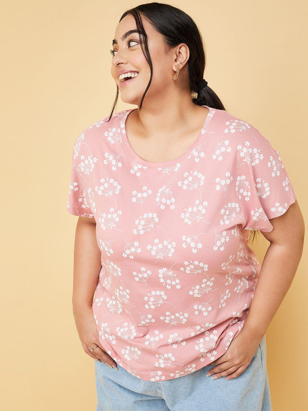 max plus size floral printed cotton regular fit t-shirt