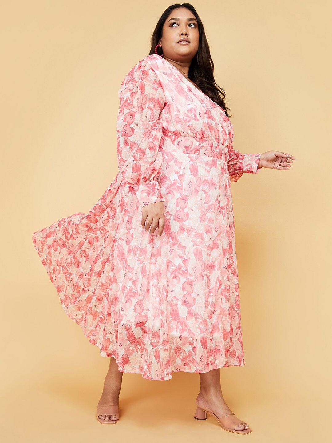 max plus size floral printed maxi wrap dress