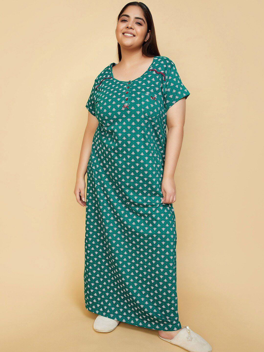 max plus size floral printed pure cotton regular maxi nightdress