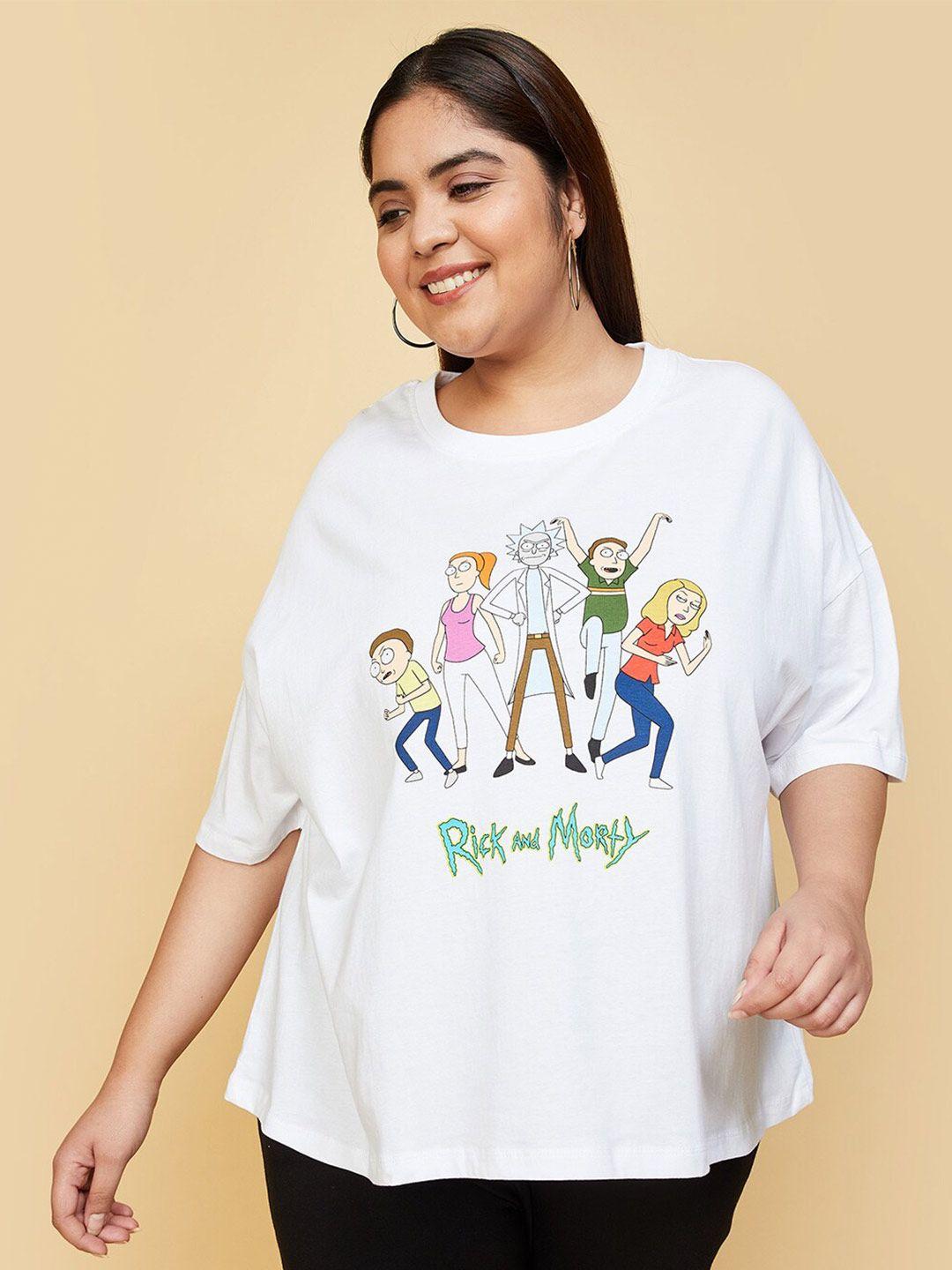 max plus size graphic printed drop-shoulder sleeves pure cotton t-shirt