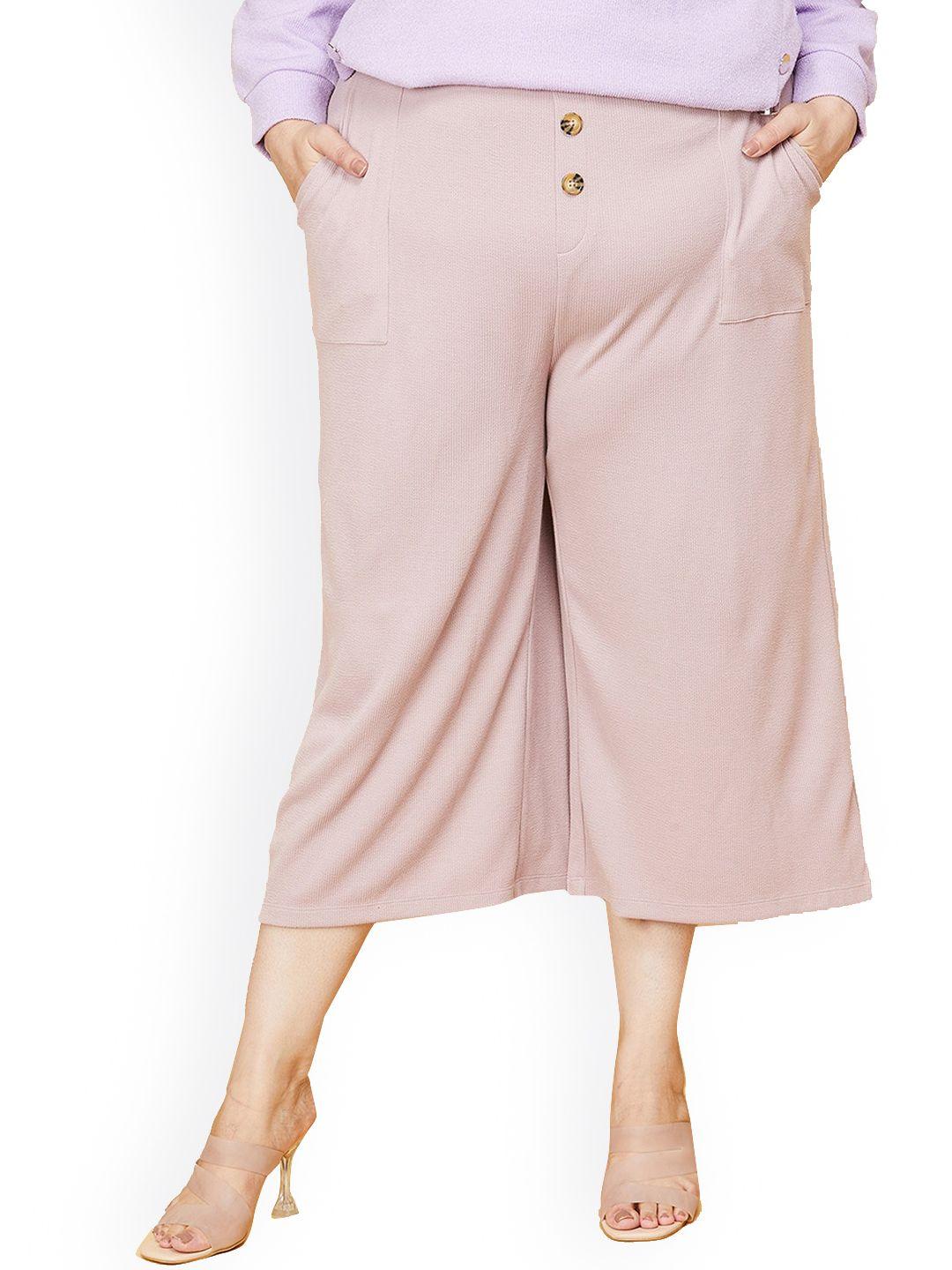 max plus size women nude-coloured culottes