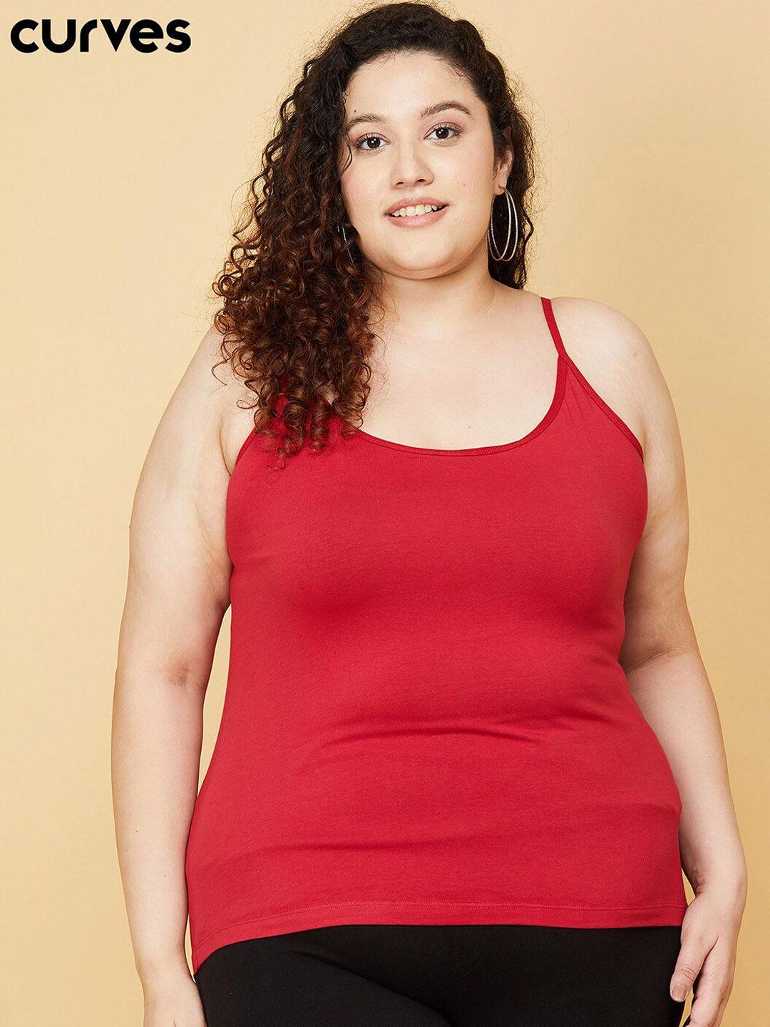 max plus size women red solid camisoles