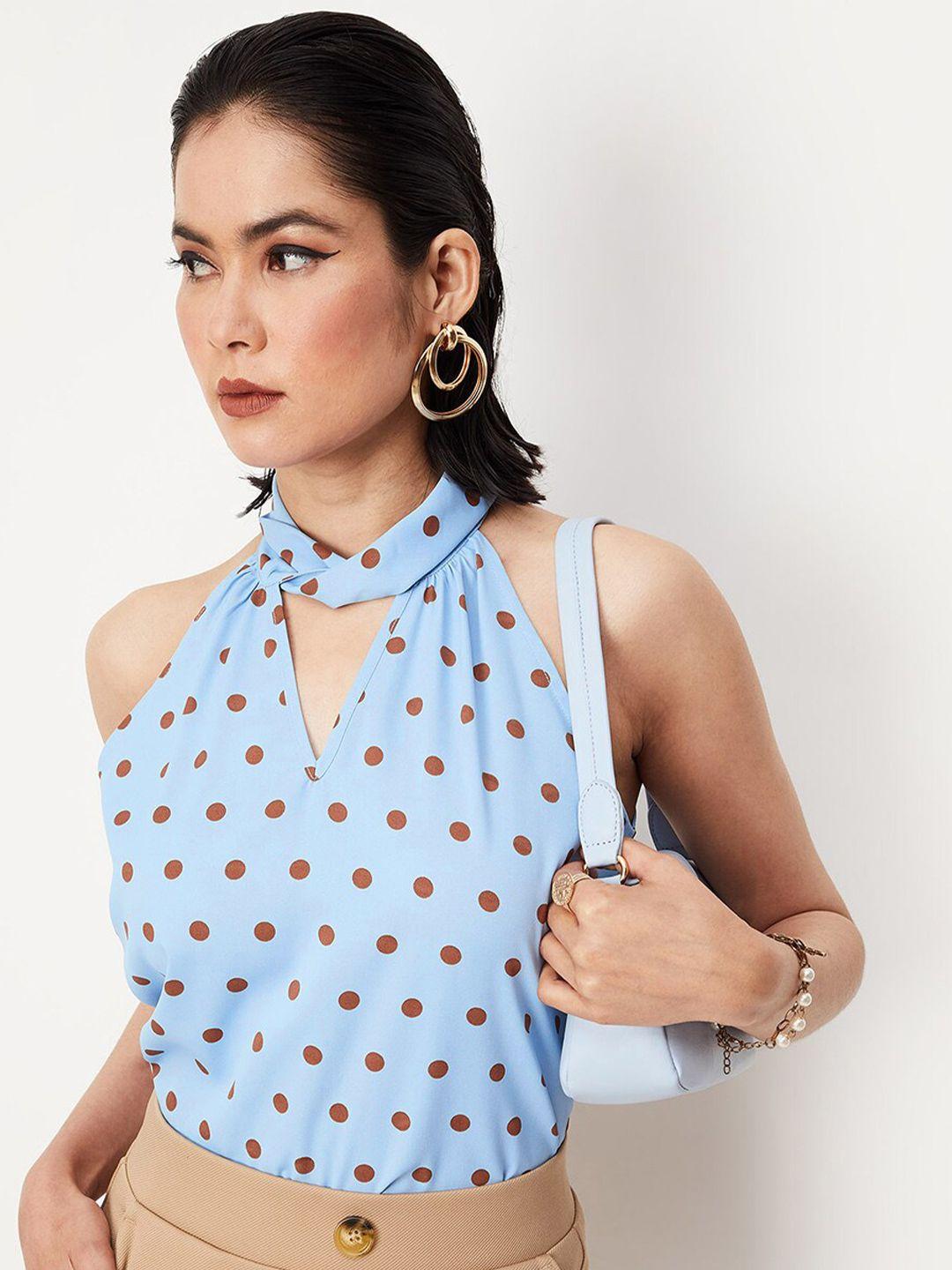 max polka dots printed halter neck top