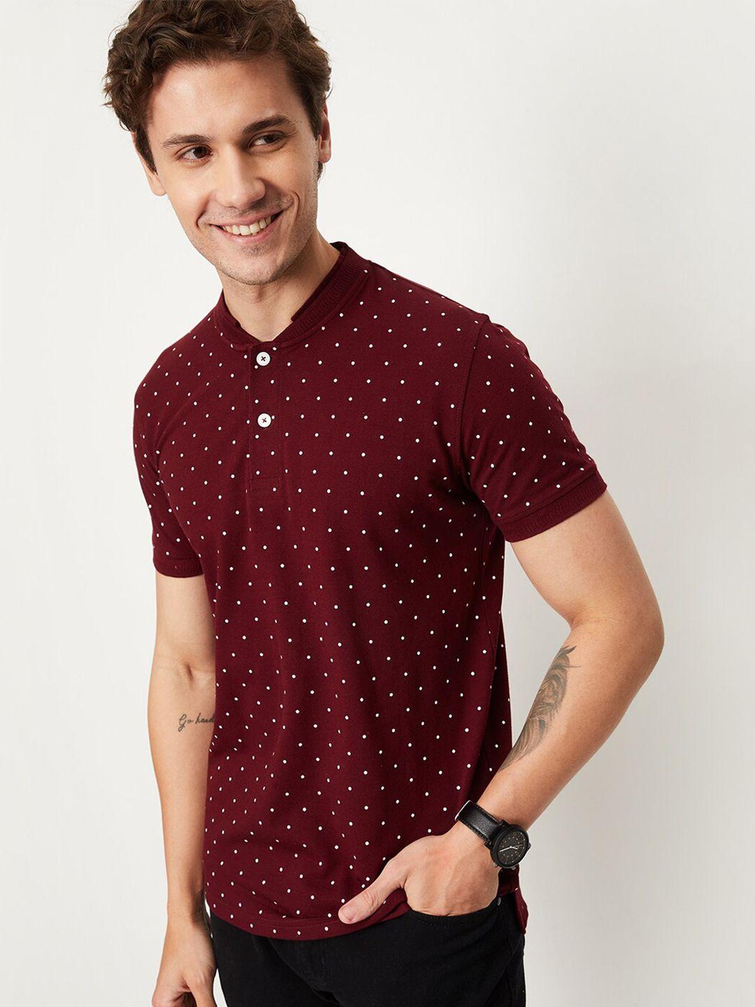 max polka dots printed henley neck t-shirt