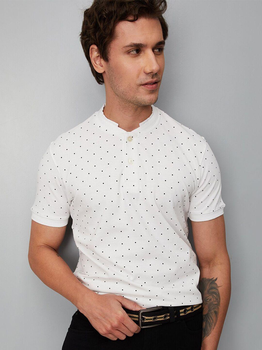 max polka dots printed henley neck t-shirt