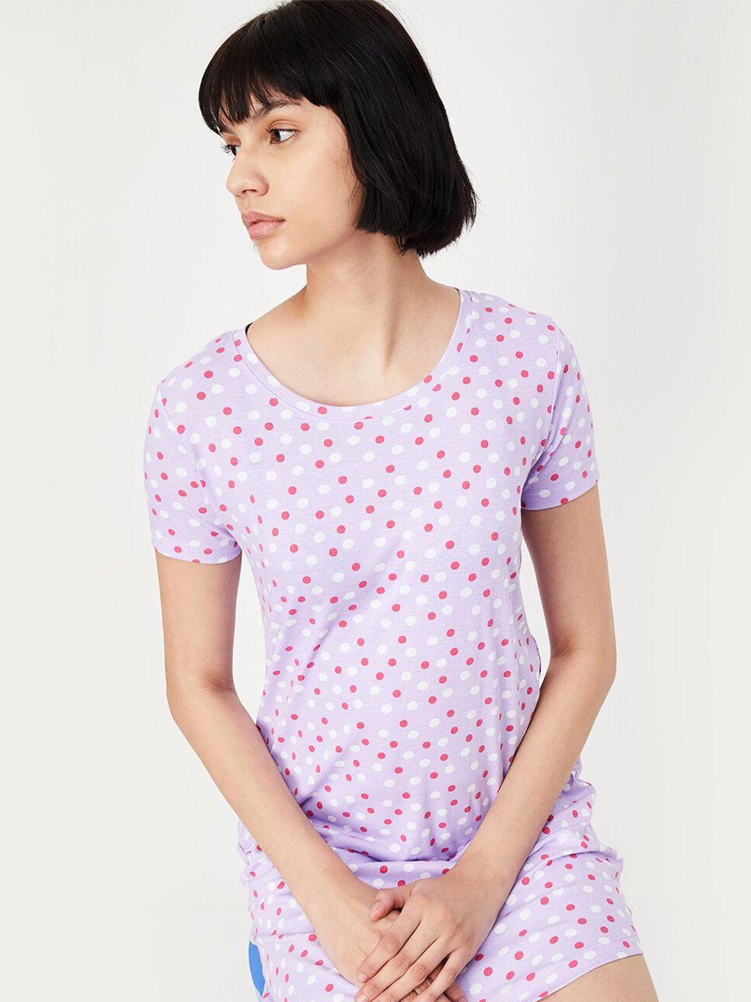 max polka dots printed pure cotton t-shirt nightdress