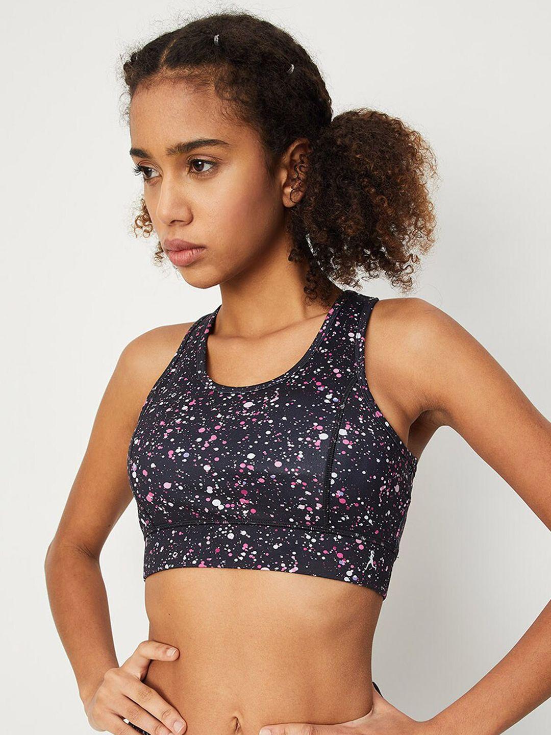 max printed full coverage lightly padded all day comfort seamless sports bra