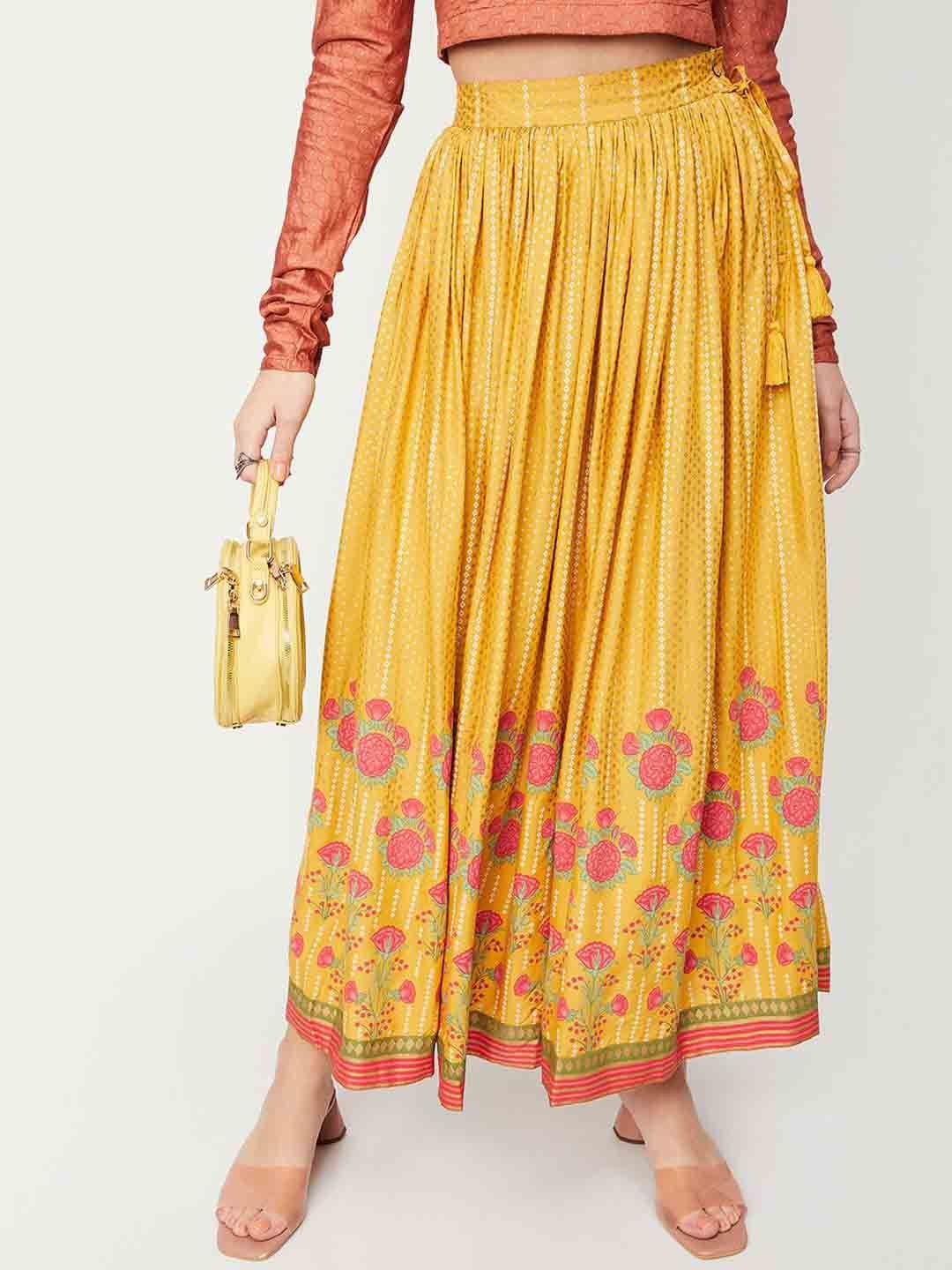 max printed maxi flared skirts