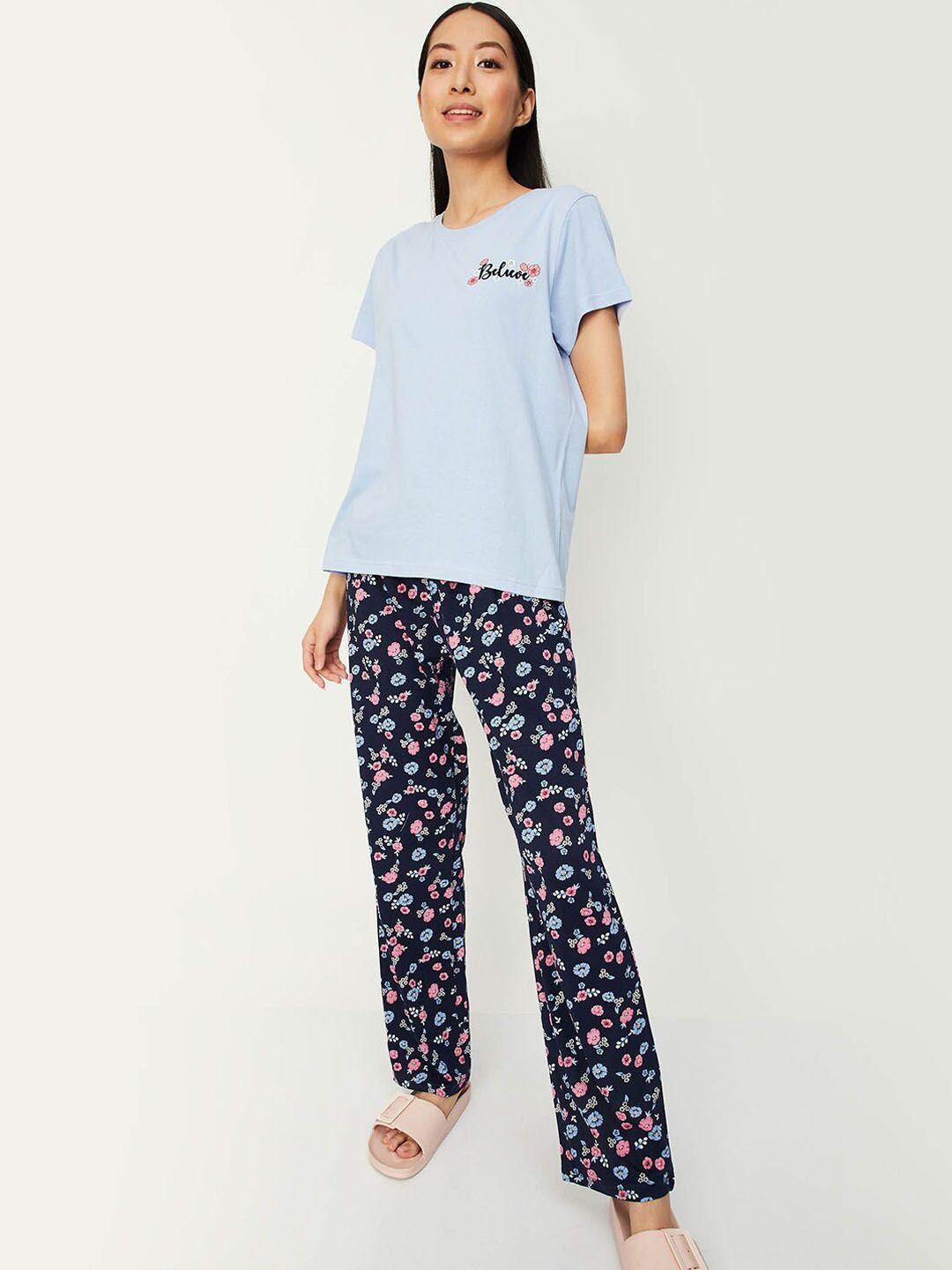 max printed pure cotton night suit