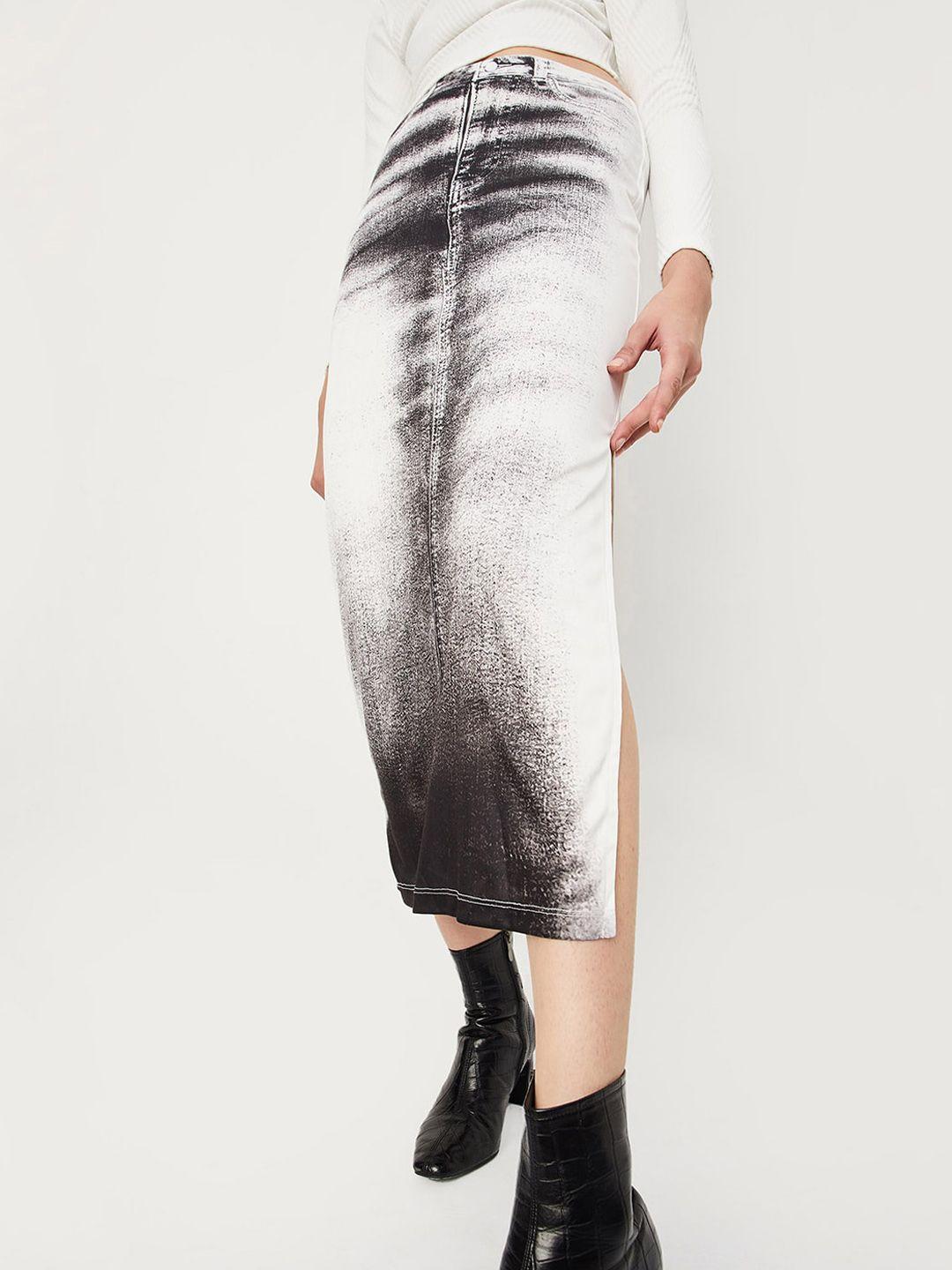 max printed straight midi skirt