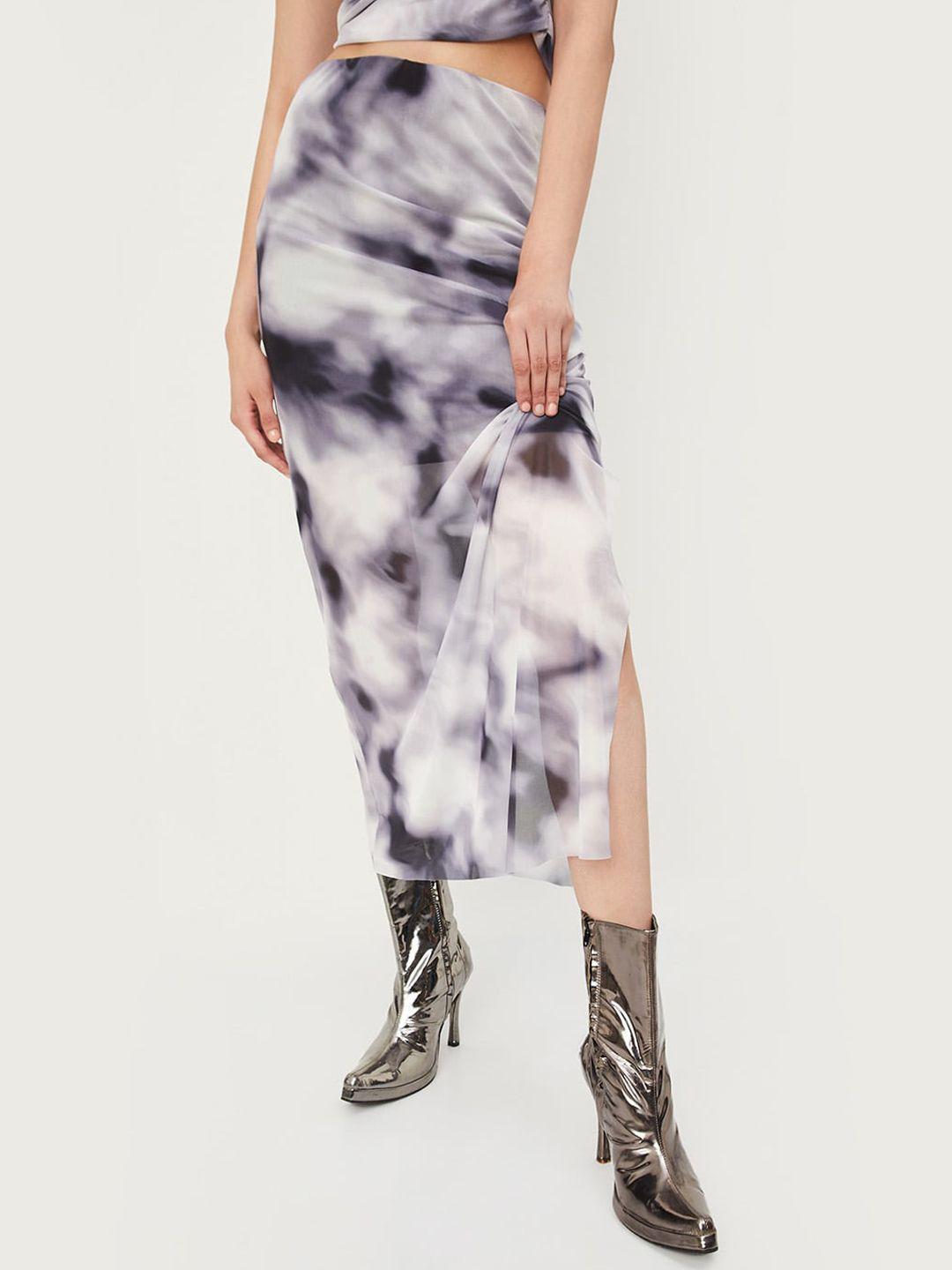 max printed straight midi skirt