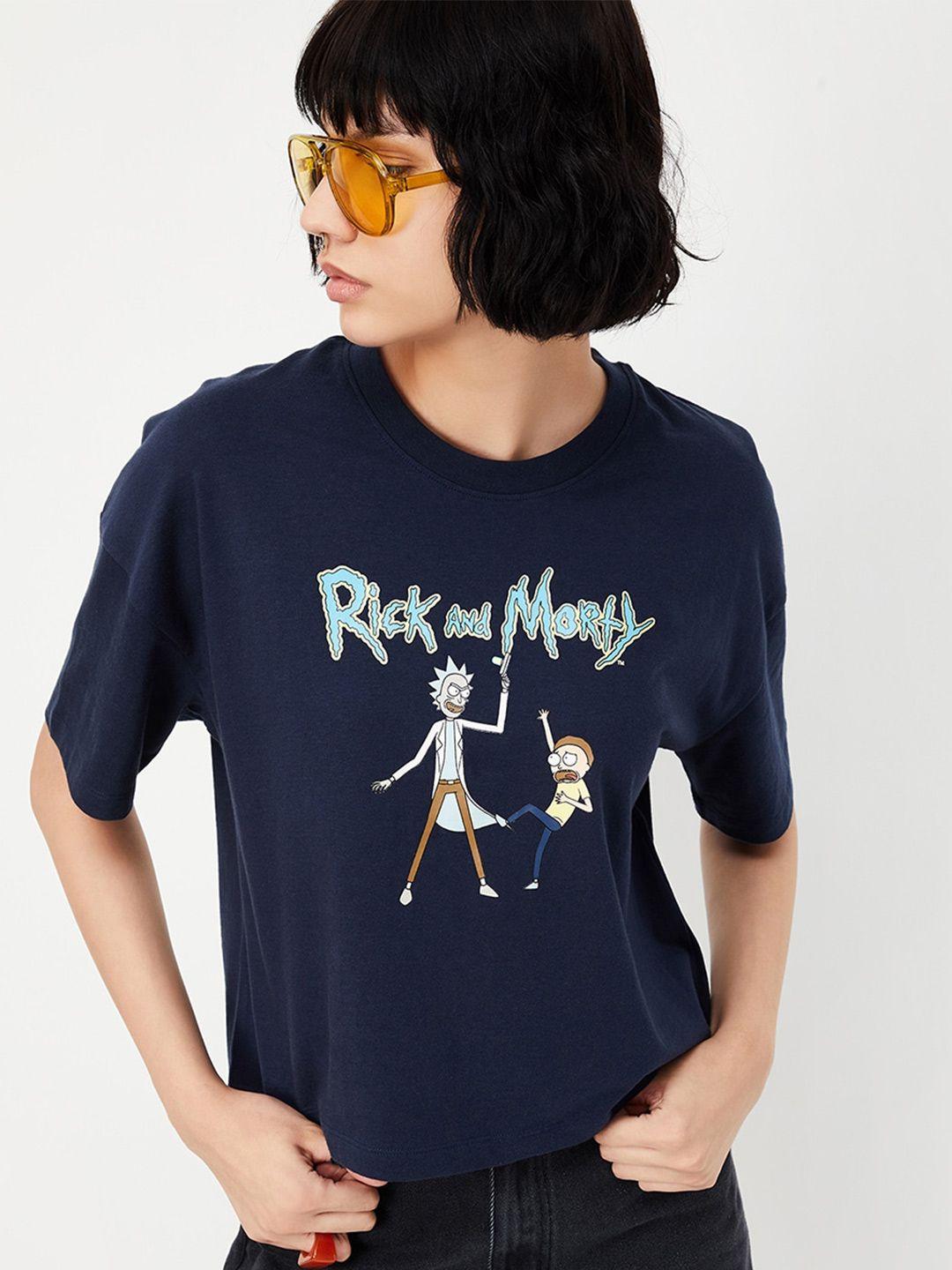 max rick & morty printed round neck pure cotton t-shirt