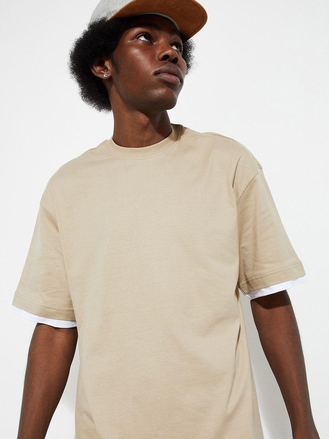 max round neck drop-shoulder cotton t-shirt
