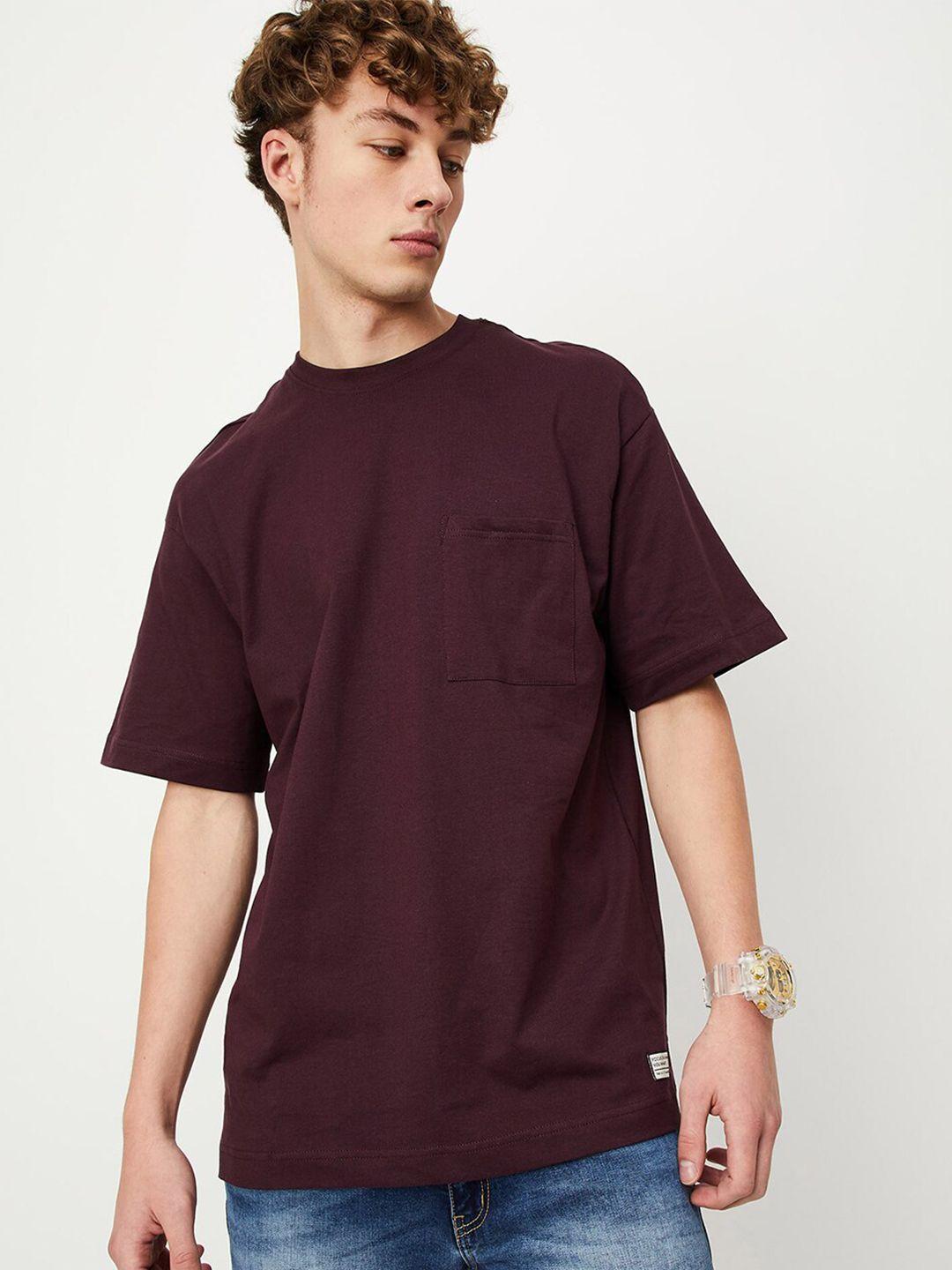 max round neck drop-shoulder sleeves pure cotton casual t-shirt