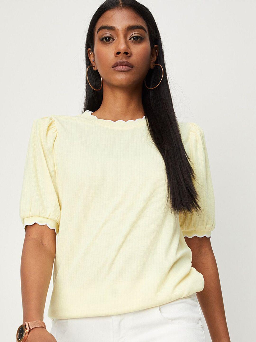 max round neck puff sleeves top