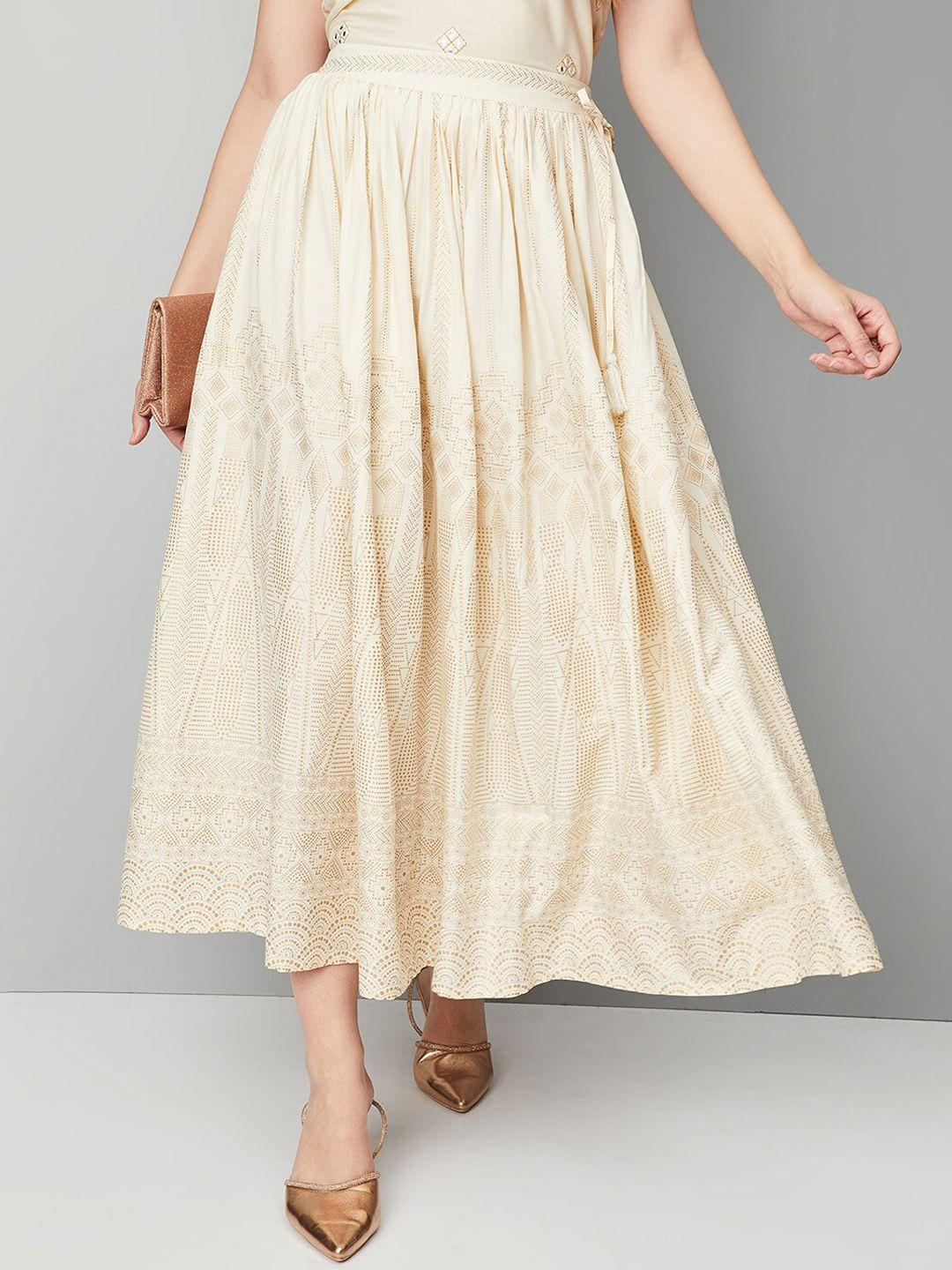 max self design pleated maxi flared skirt