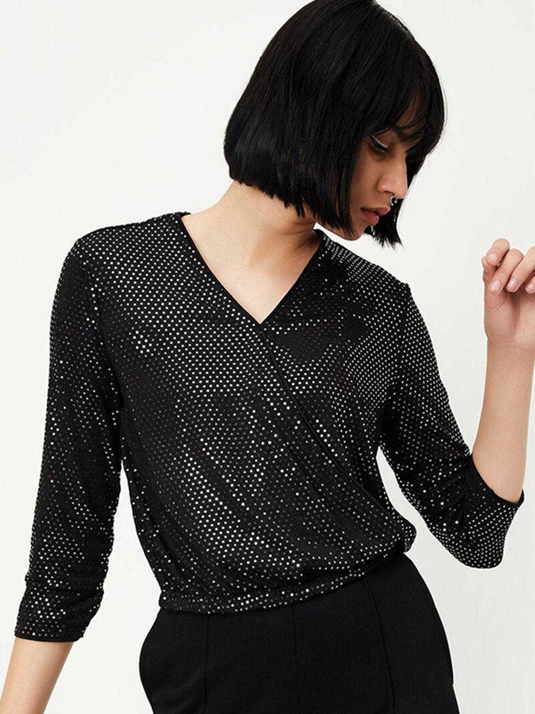 max sequinned embellished wrap top