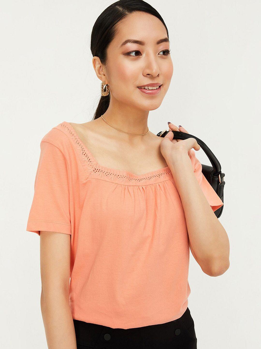 max square neck lace up cotton top