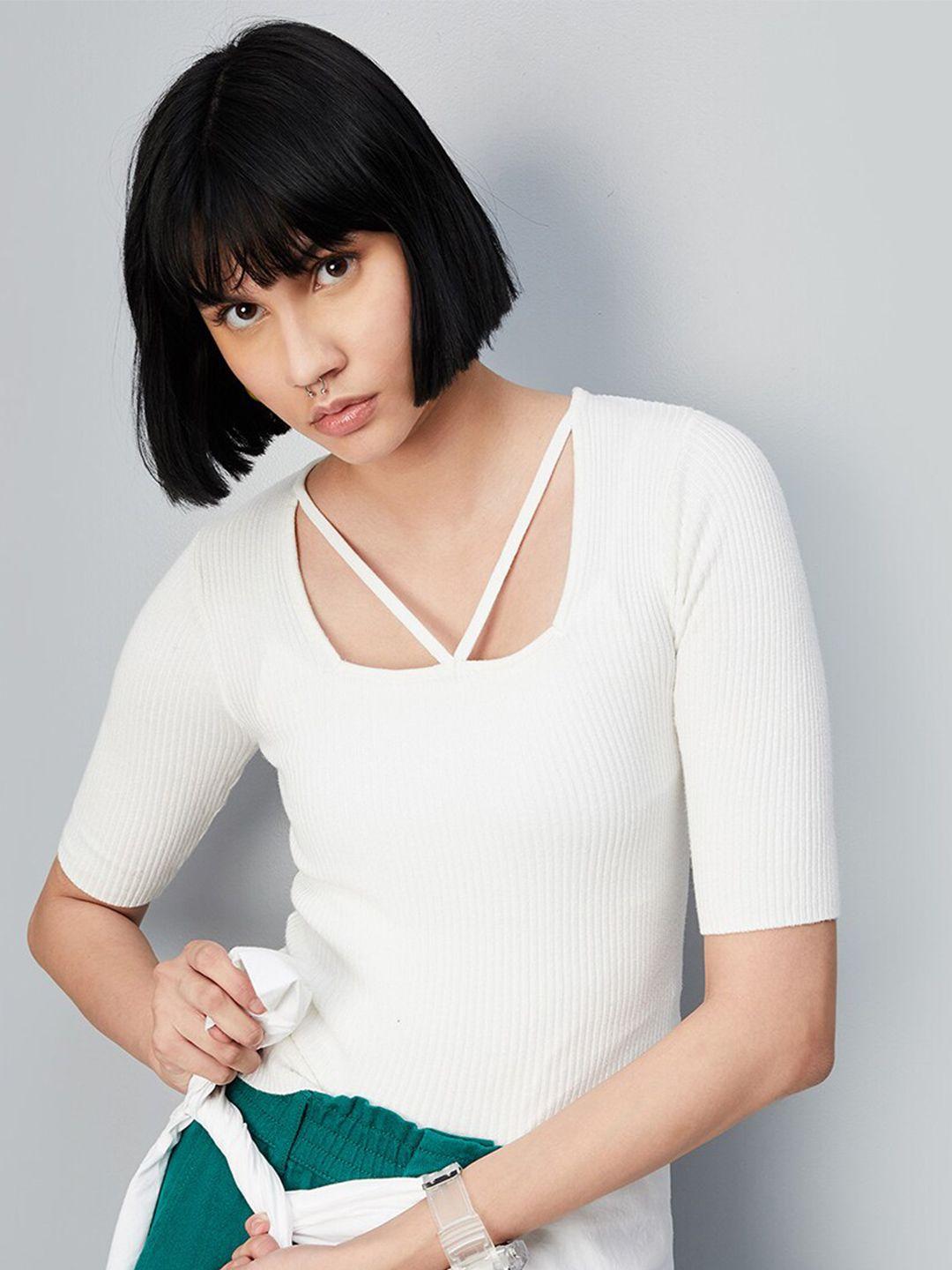 max square neck ribbed fitted top