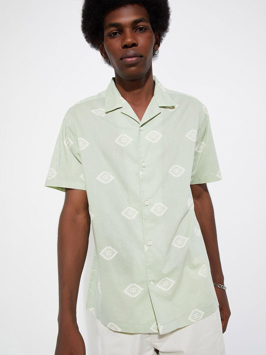 max standard opaque cuban collar pure cotton casual shirt