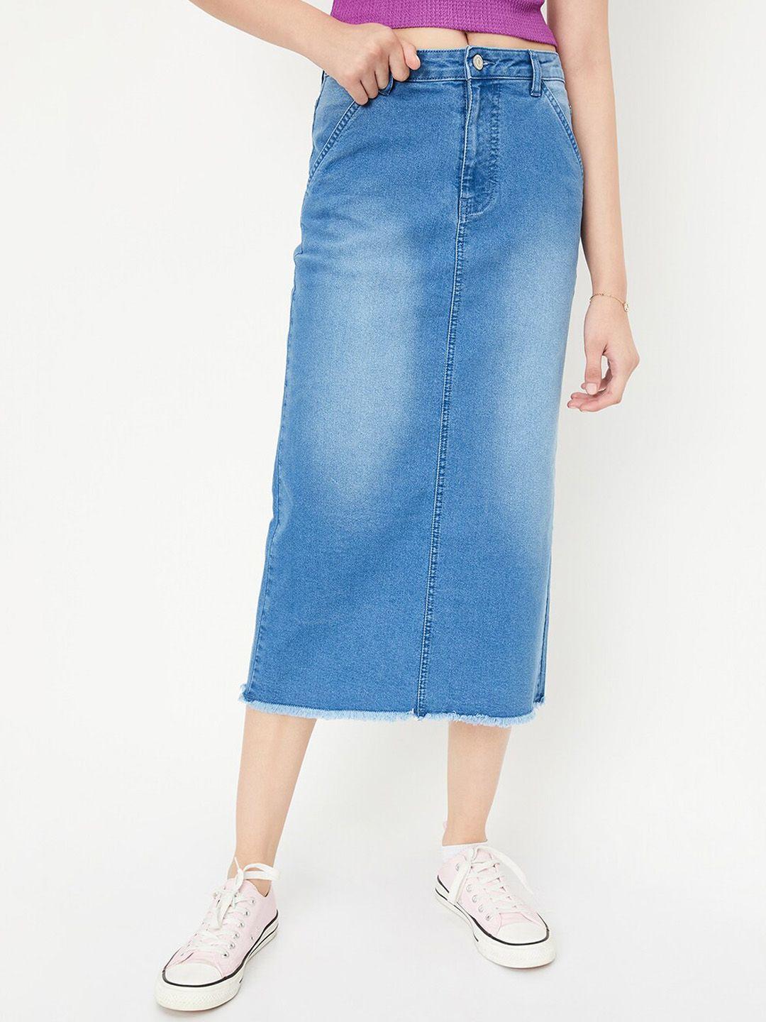 max straight denim midi skirts