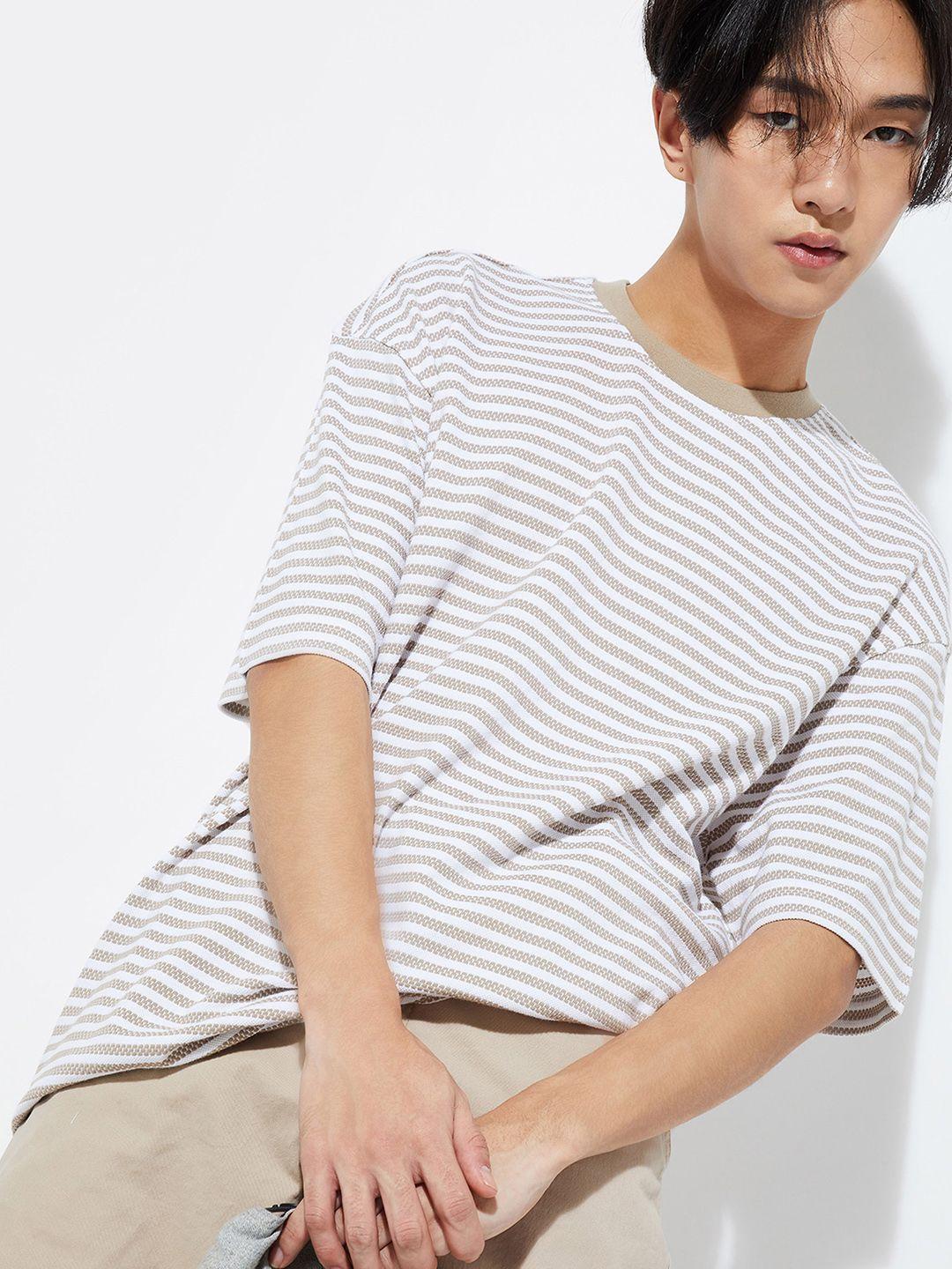 max striped monochrome round neck short sleeves oversized pure cotton t-shirt