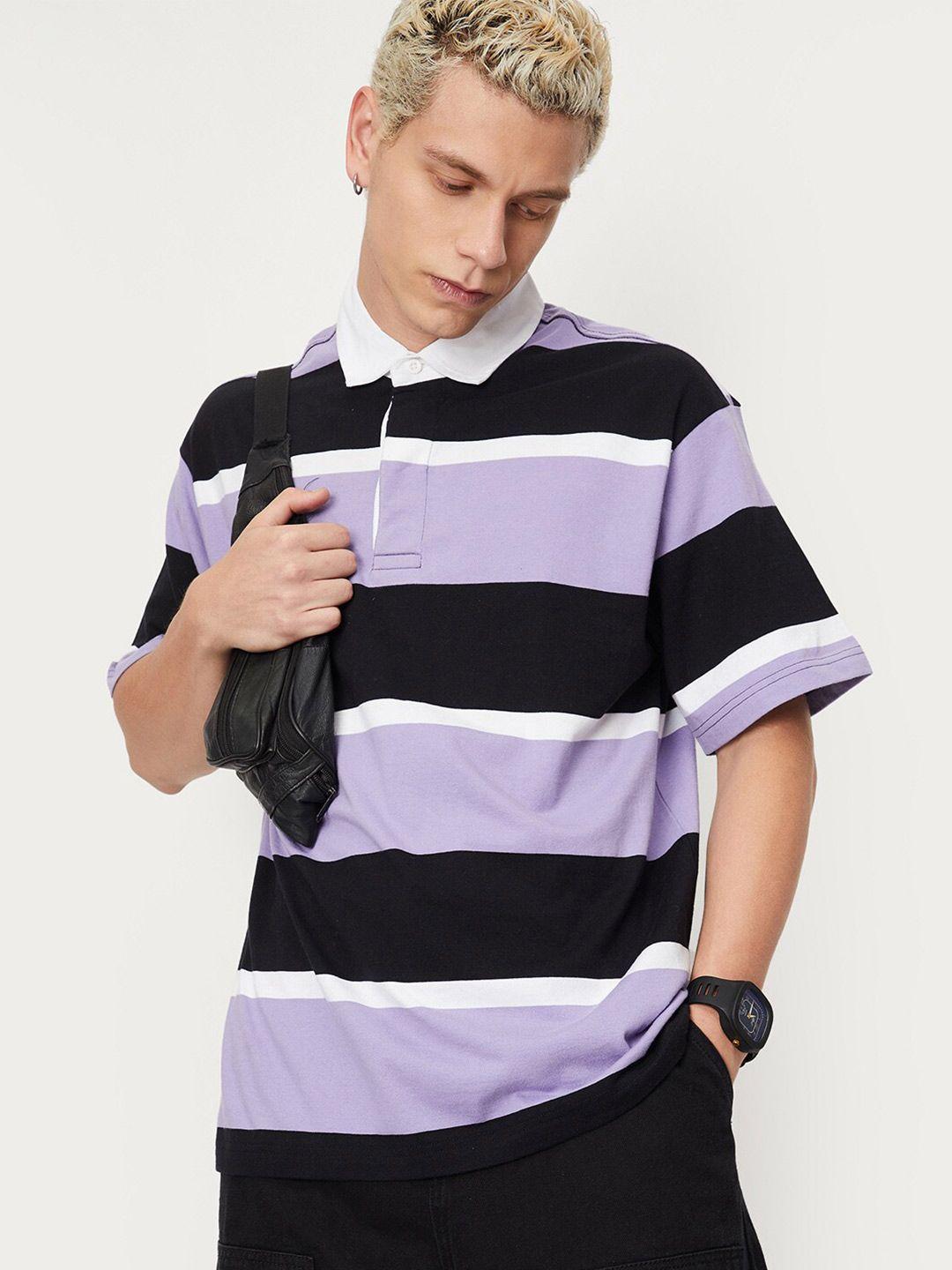 max striped polo collar pure cotton casual t-shirt