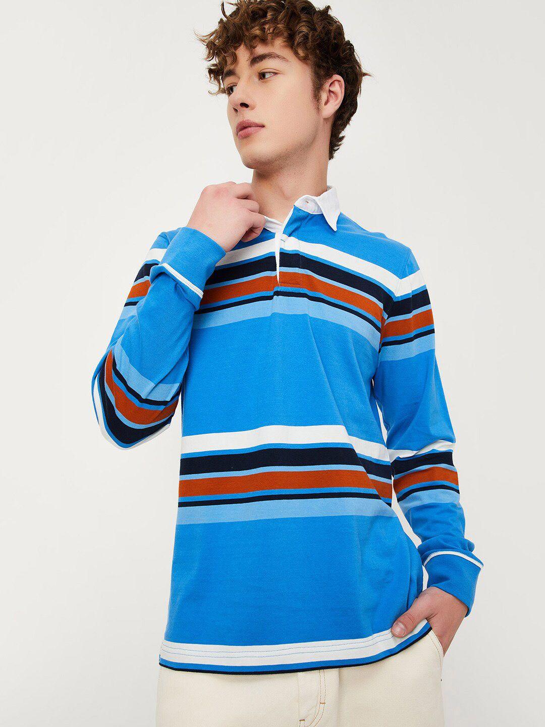 max striped polo collar pure cotton t-shirt