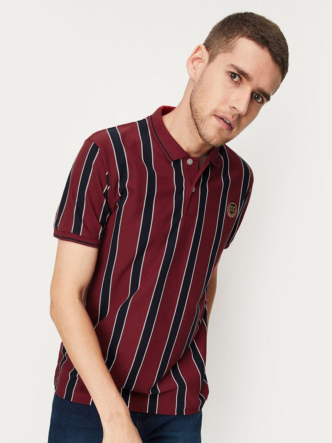 max striped polo collar short sleeves t-shirt