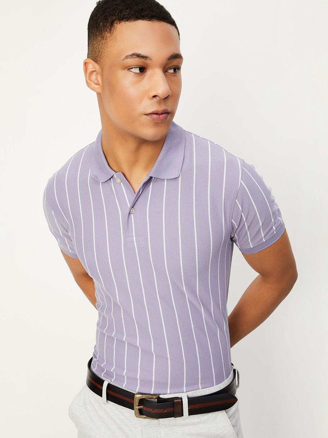 max striped polo collar short sleeves t-shirt